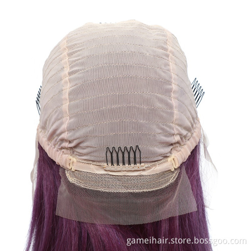 Mink Cuticle Aligned 12A Unprocessed Brazilian Ombre Short Human Hair Bob Wig  # Purple Lace Front Wig Human Hair